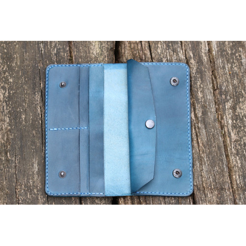 Dámská velká kožená peněženka - modrá