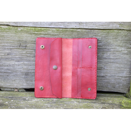 Dámská velká kožená peněženka - tmavě červená