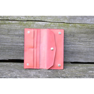Dámská velká kožená peněženka - světle růžová